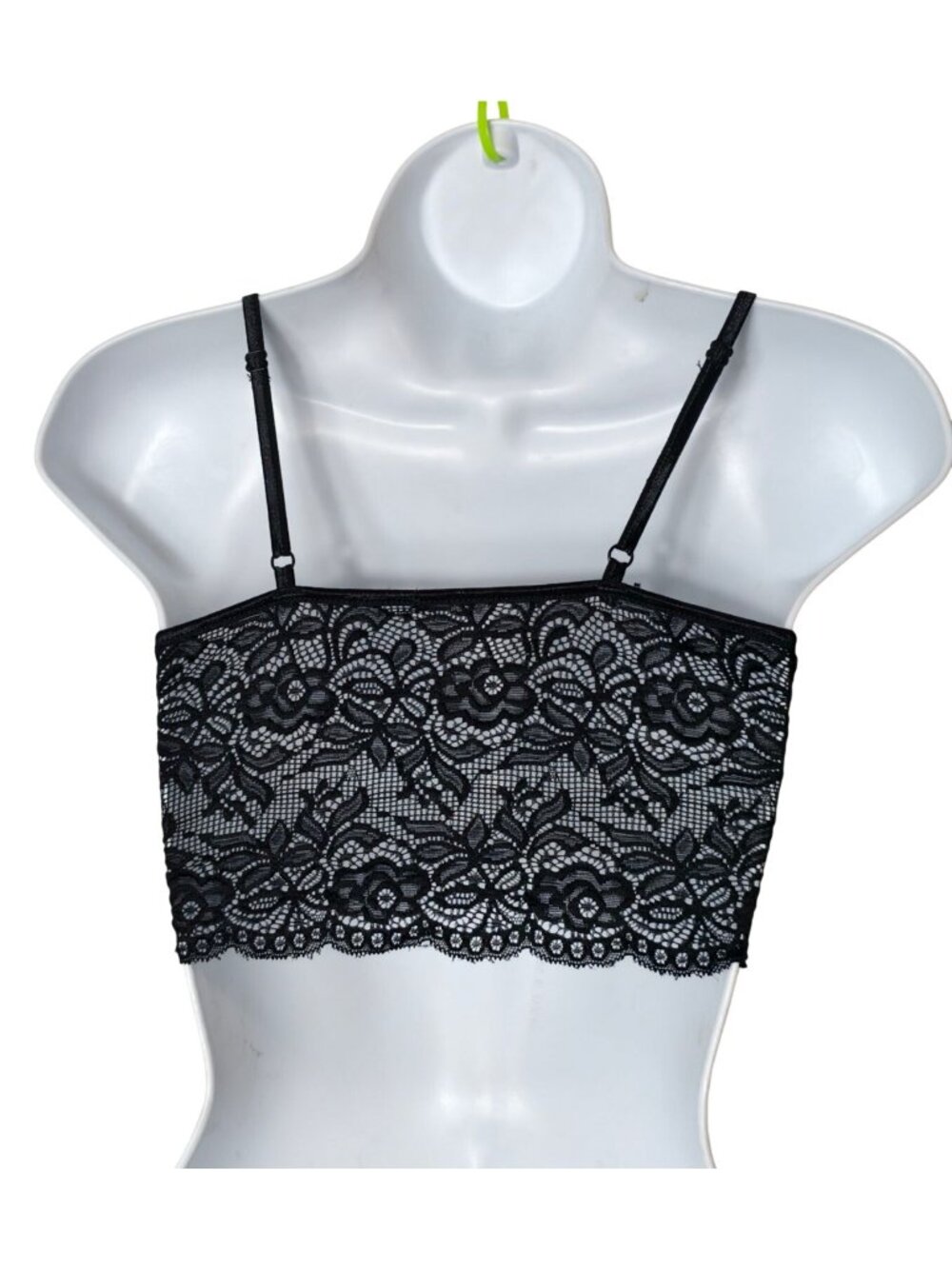 Womens S Lace Bralette Crop Top Black Floral Strappy Padded Adjustable Cami Tank - Picture 2 of 3